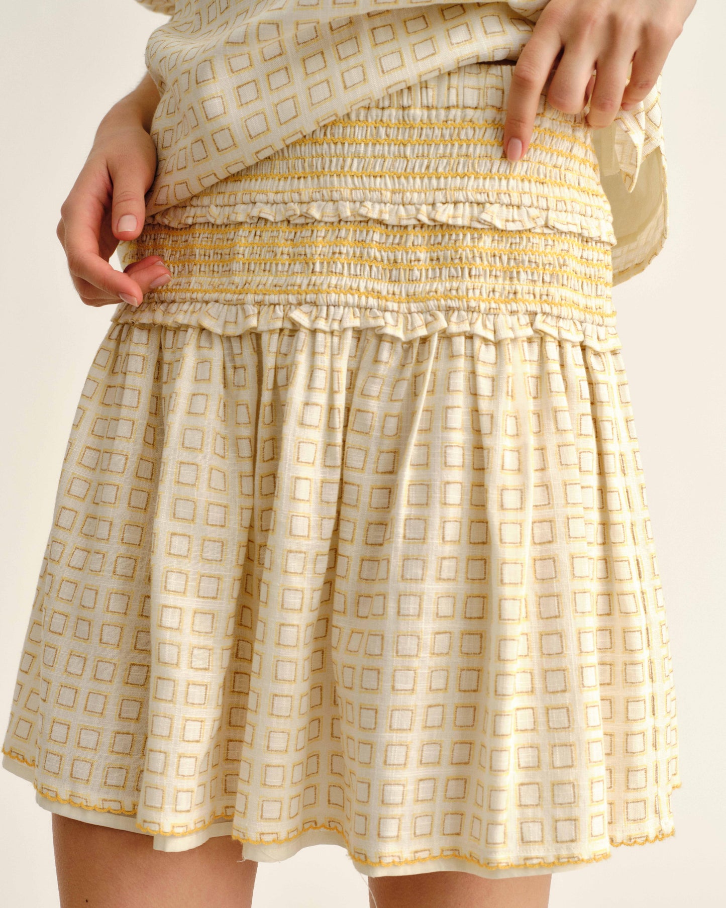 Kylie Mini Skirt-Seaglass Print-Ivory