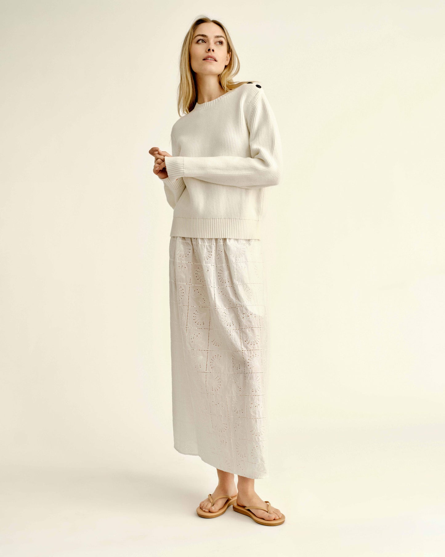 Celine Midi Skirt-Soft White