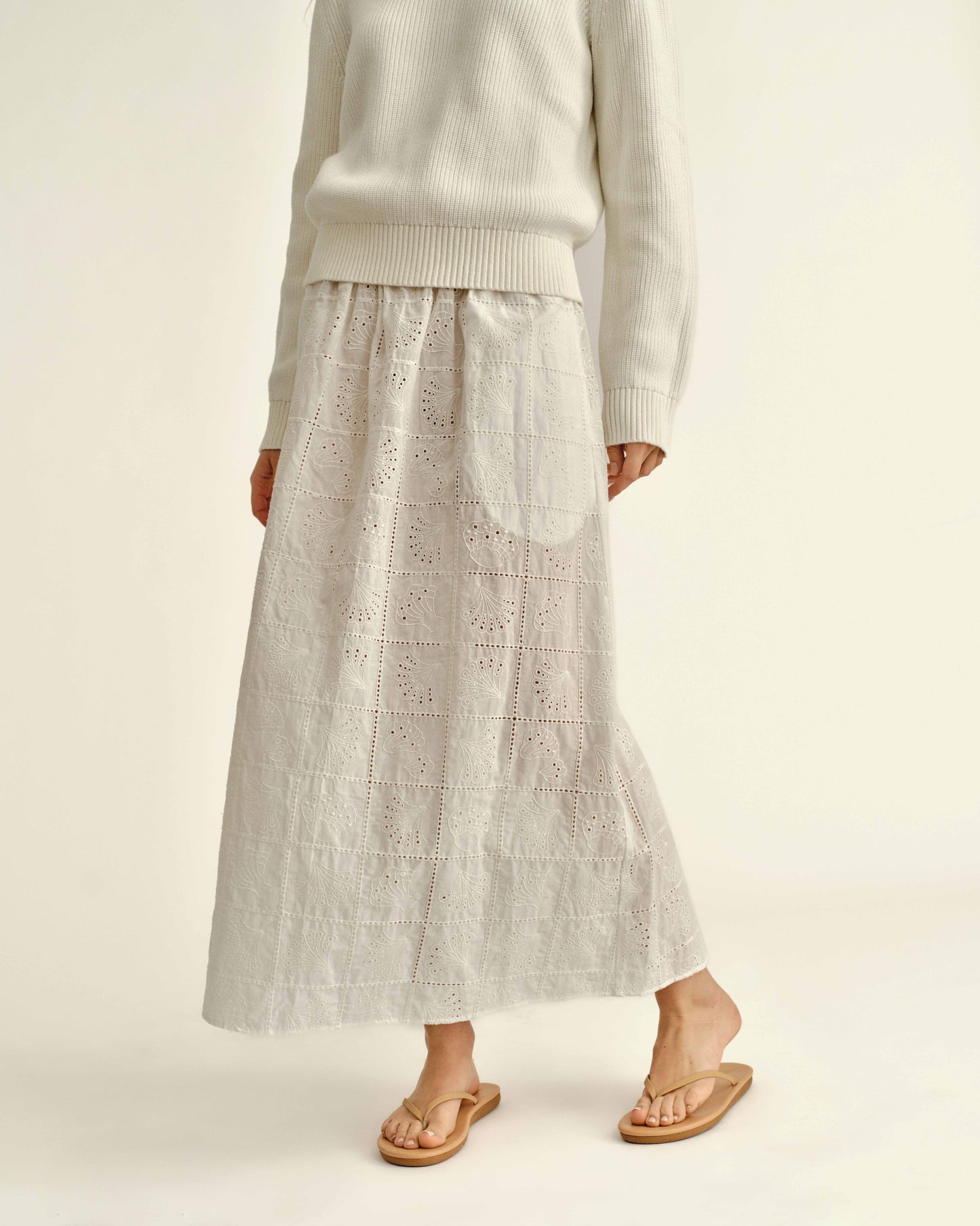 Celine Midi Skirt-Soft White