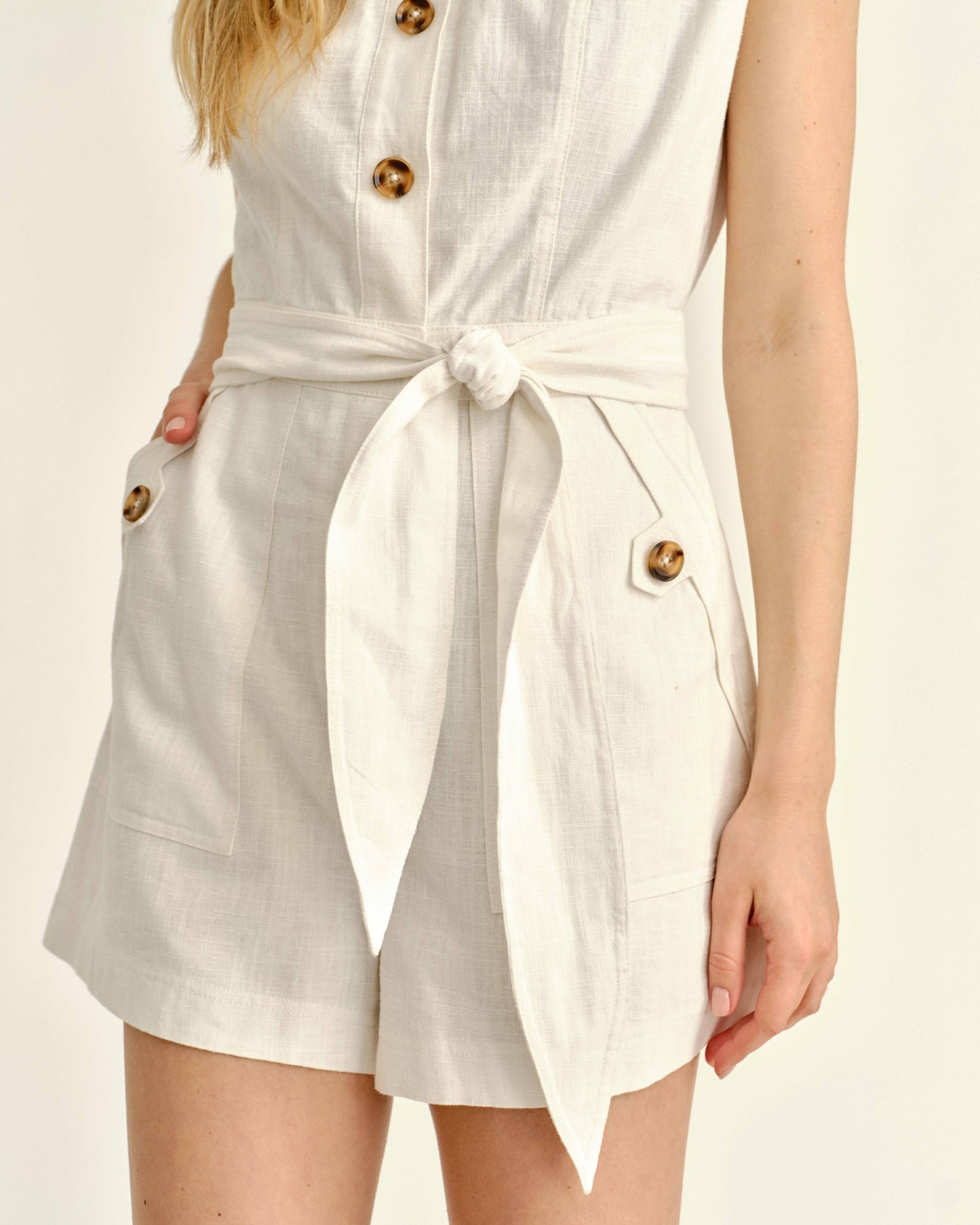 Rachel Sleeveless Romper-Bright White