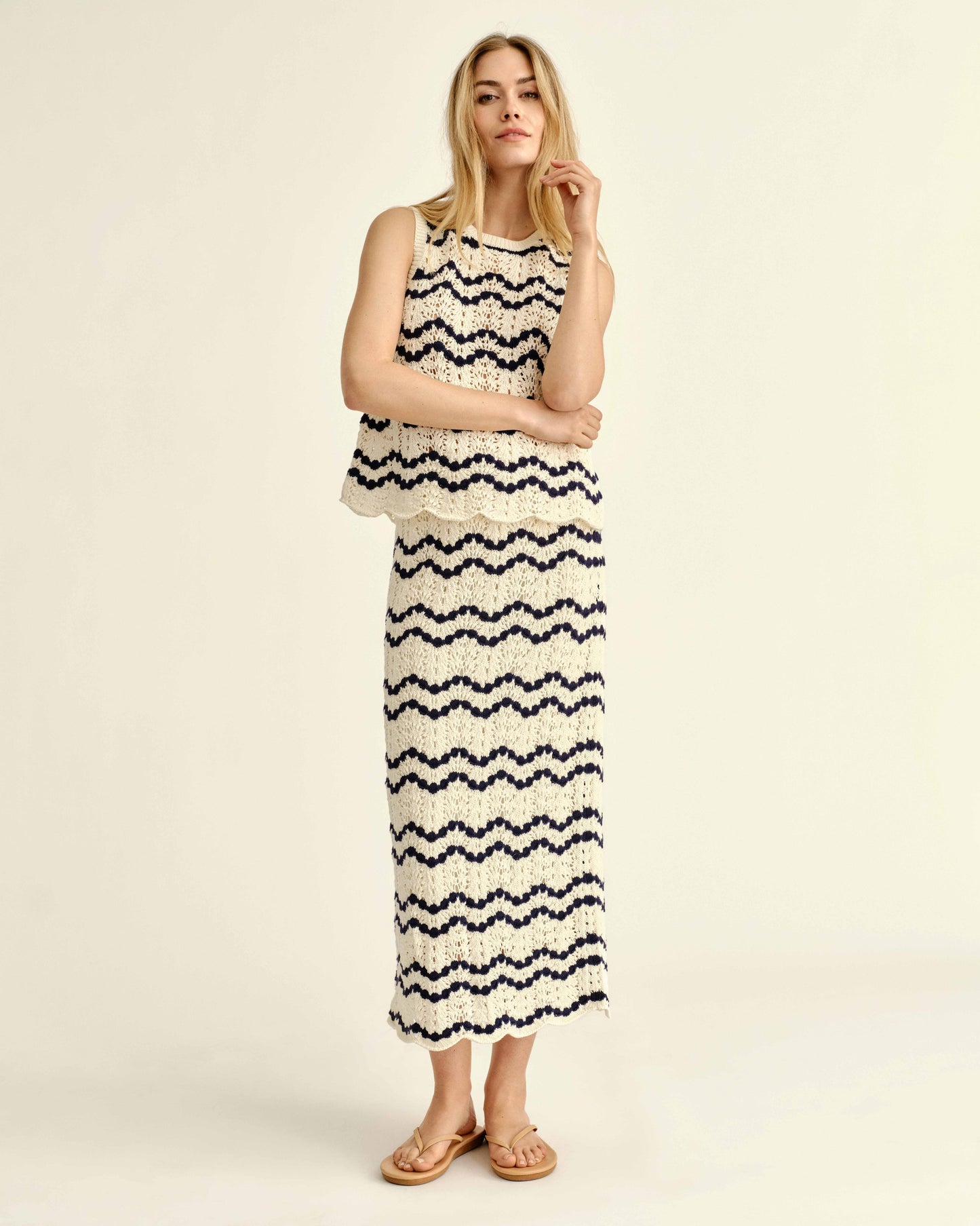 SU26 Caroline Skirt-Beach Wave Stripe-Natural
