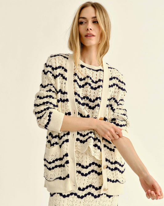 SU26 Hadwen Cardigan-Beach Wave Stripe-Natural