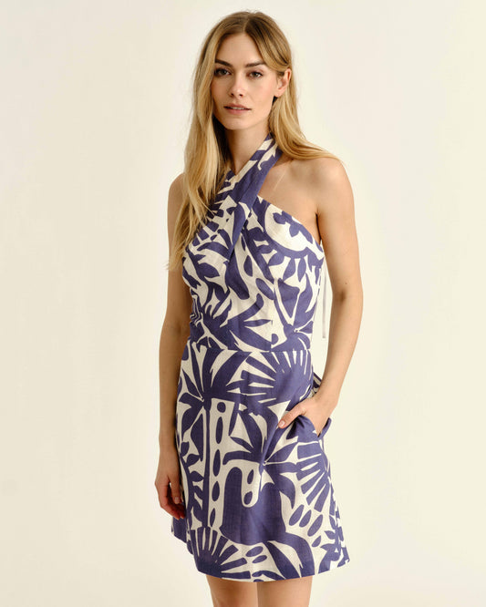 Moran Dress-Parrish Geo Print-Coastal Indigo
