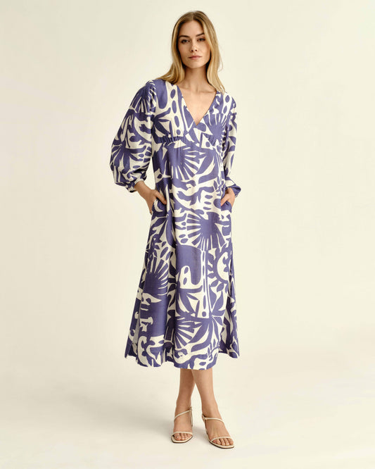 Dover Dress-Parrish Geo Print-Coastal Indigo