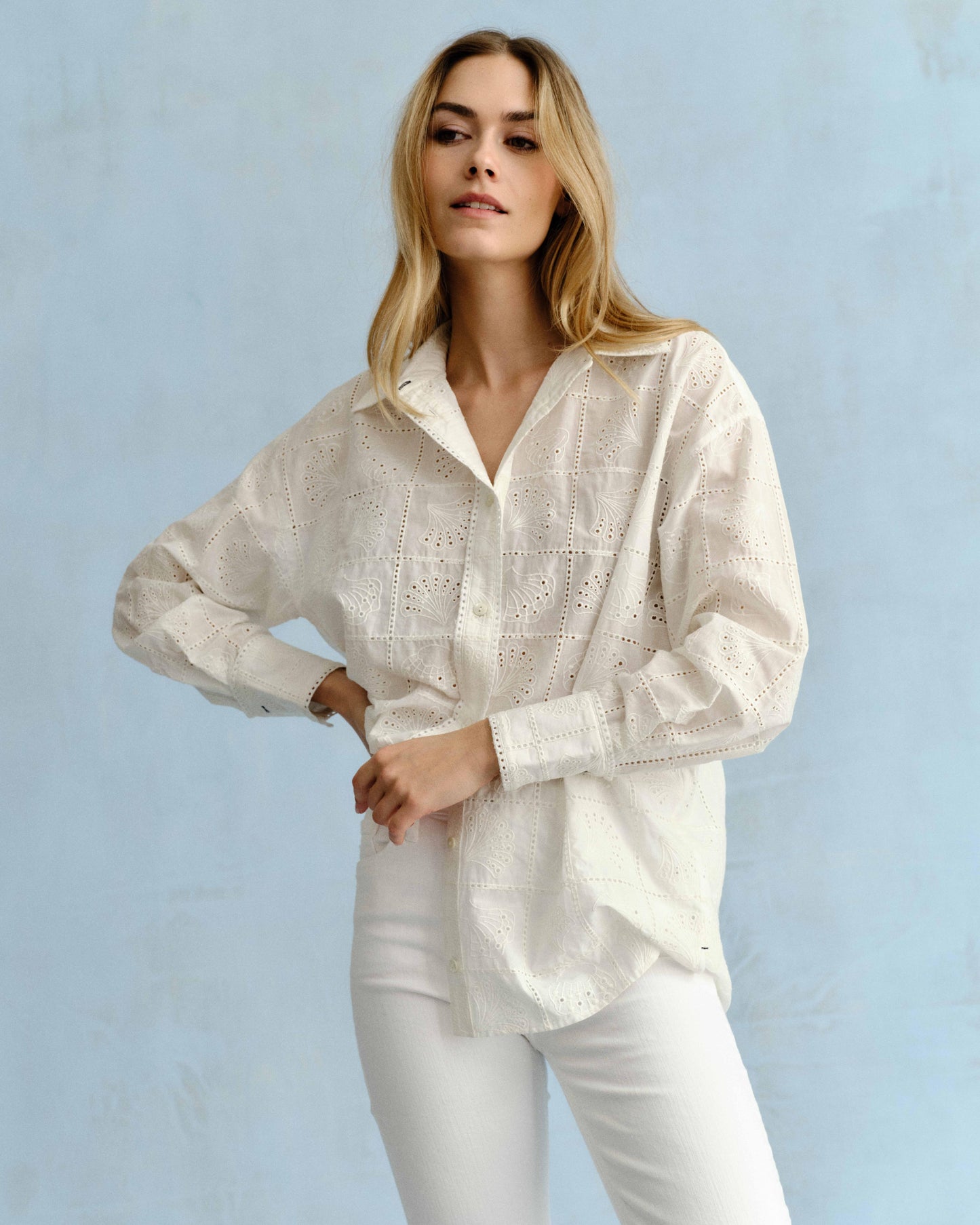 Margaux Button Down Shirt-Soft White
