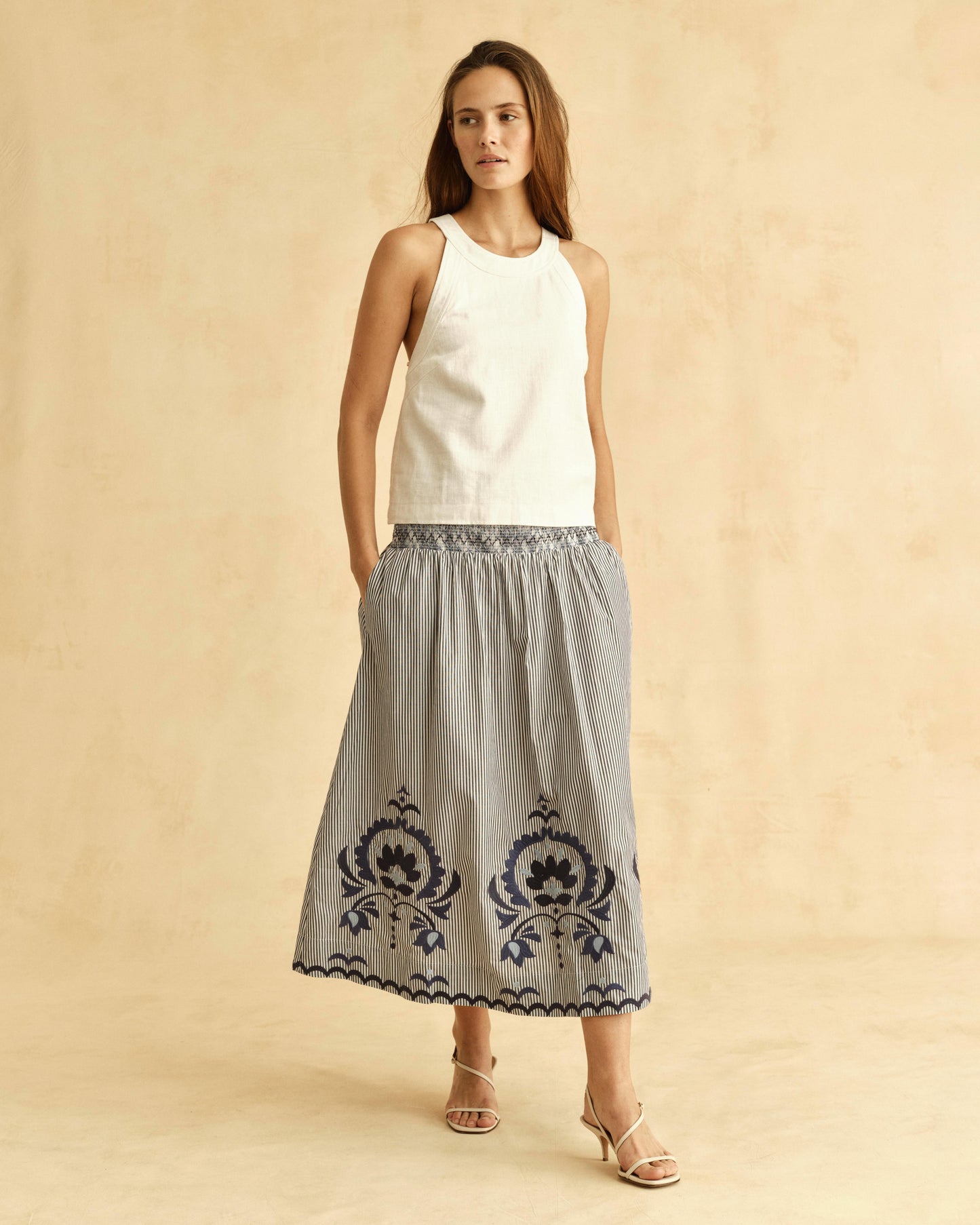 Georgia Skirt-Parkside Floral Stripe