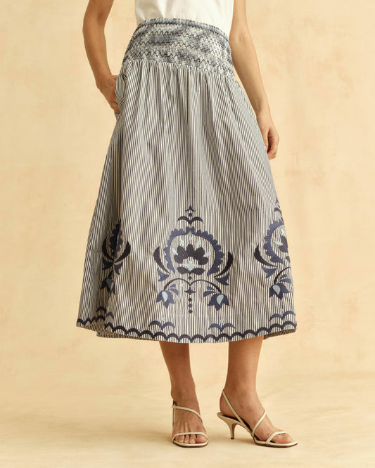 Georgia Skirt-Parkside Floral Stripe