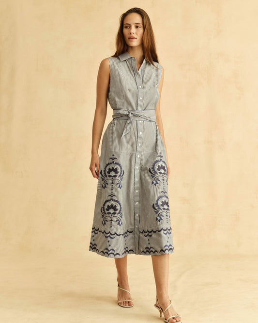 Francesca Dress-Parkside Floral Stripe
