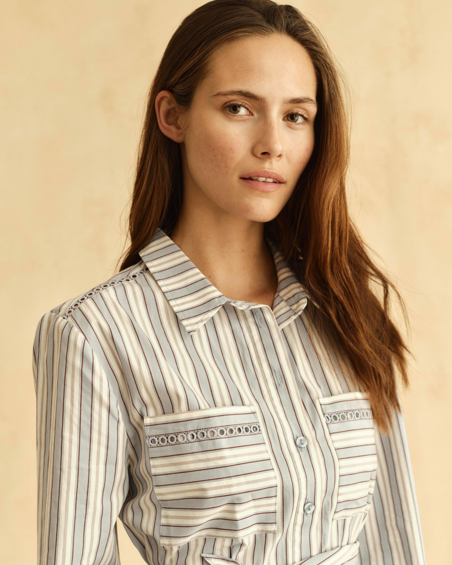 Celia Dress-Cartolina Stripe-Pale Blue