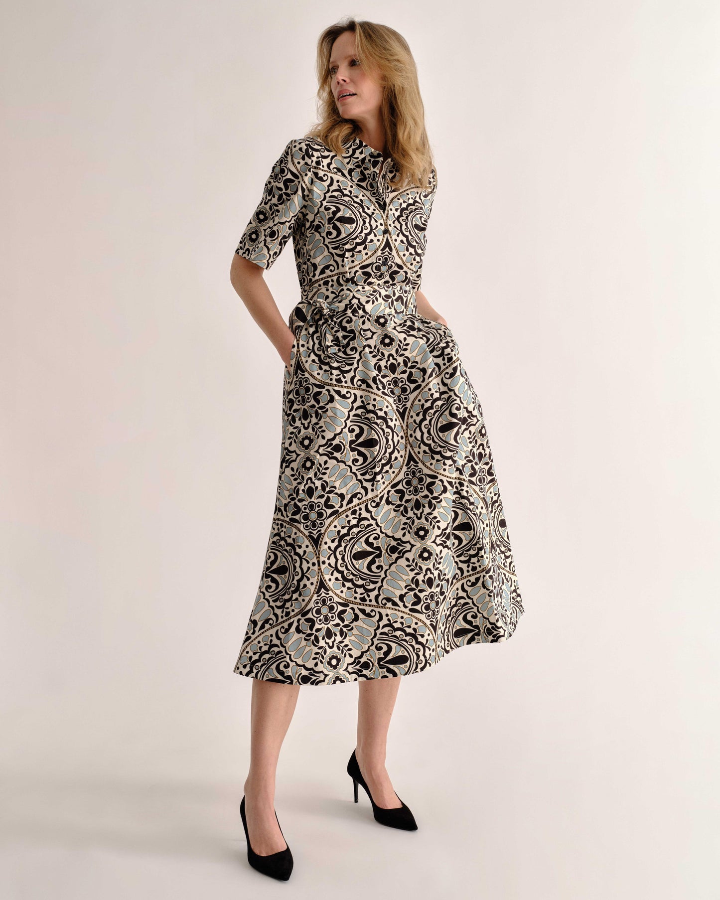 Cara Shirtdress-Flor Medallion Tidal Pool