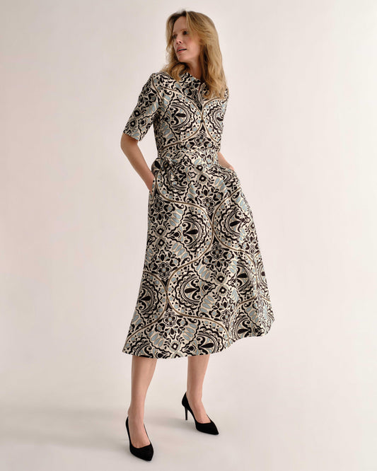 Cara Shirtdress-Flor Medallion Tidal Pool