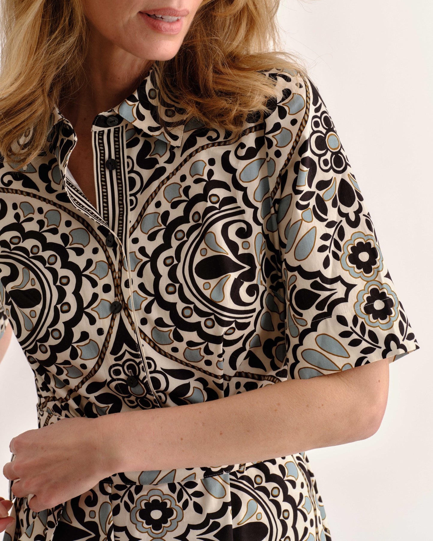 Cara Shirtdress-Flor Medallion Tidal Pool