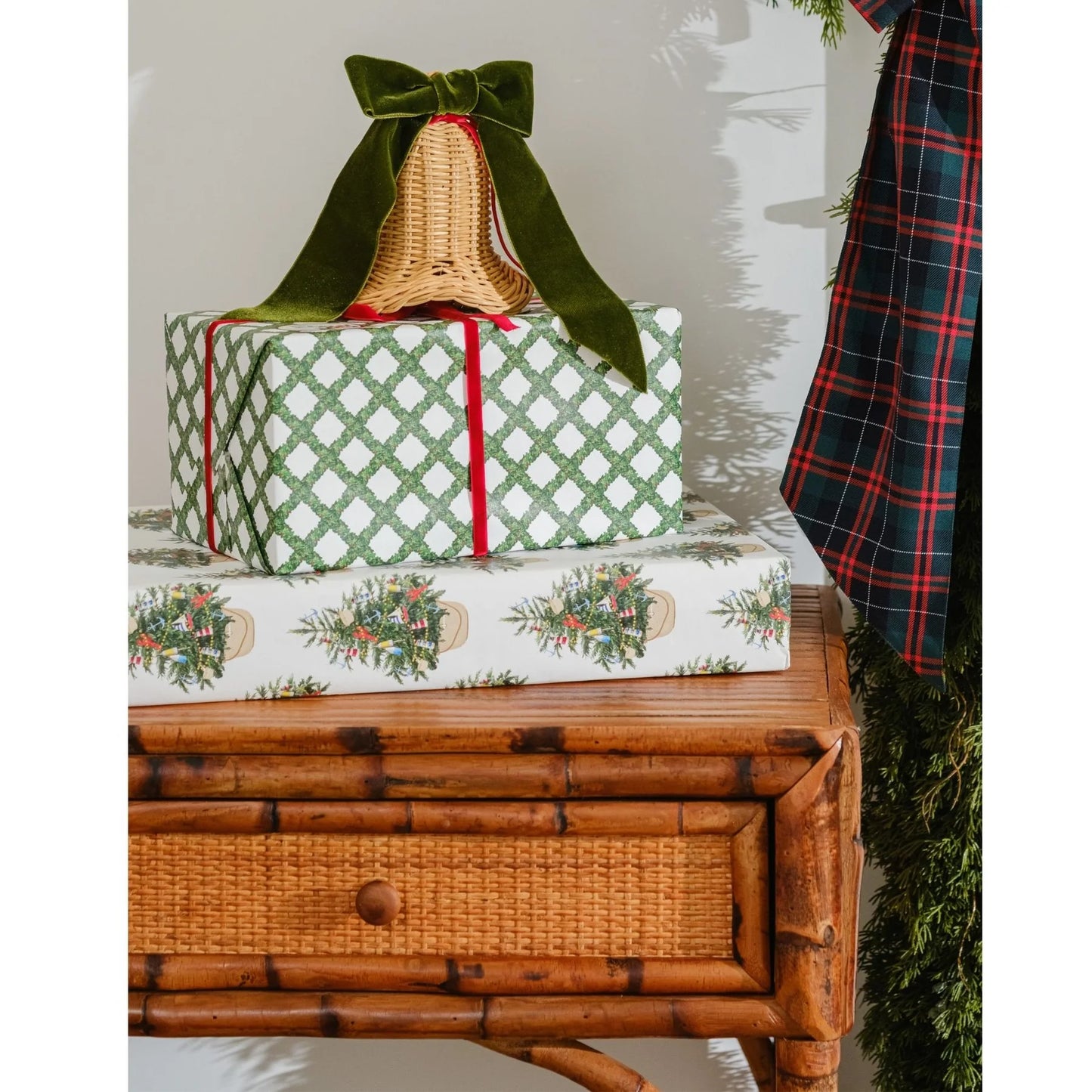 Evergreen Velvet Bow - Set of 2
