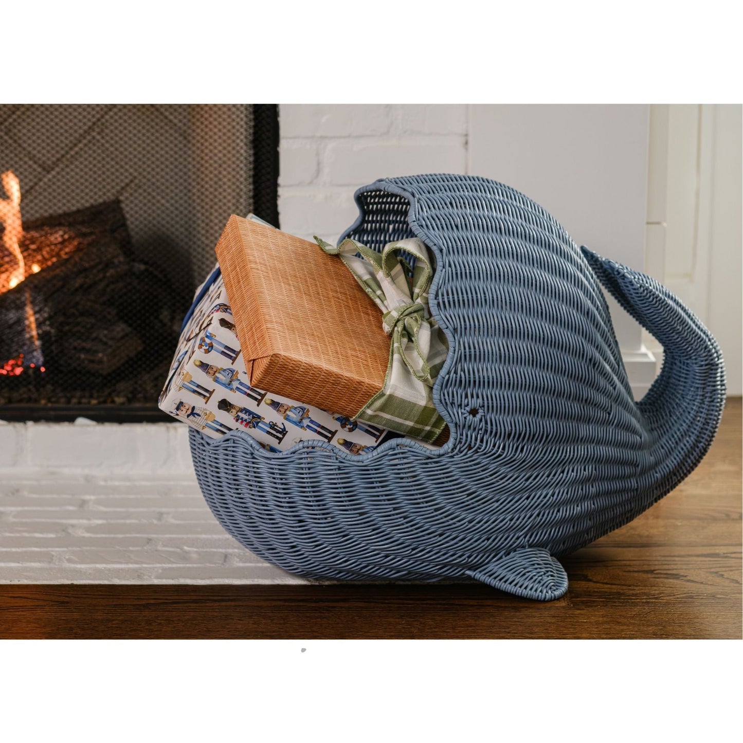 Blue Woven Whale Storage Baskets - Set of 3