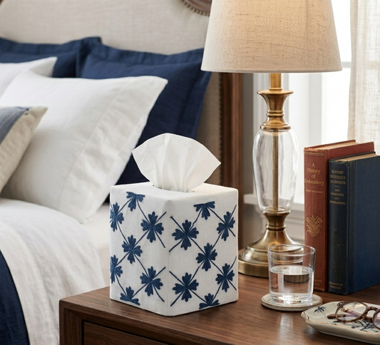 Amsterdam Tile Tissue Box Cover in Blue