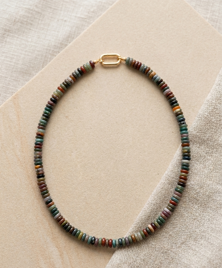 Small Variegated Olive Bead Necklace
