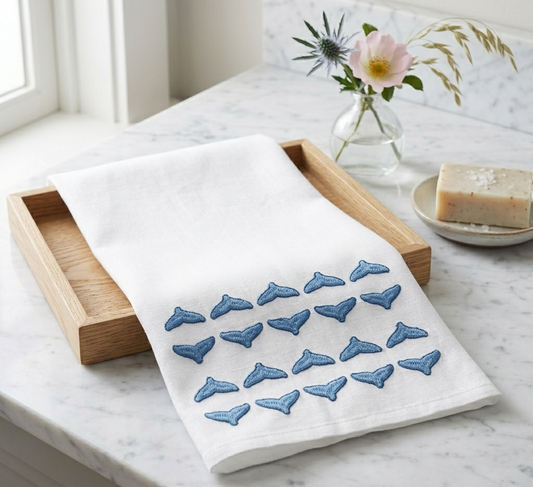 Whale Tail Tip Towel in Navy