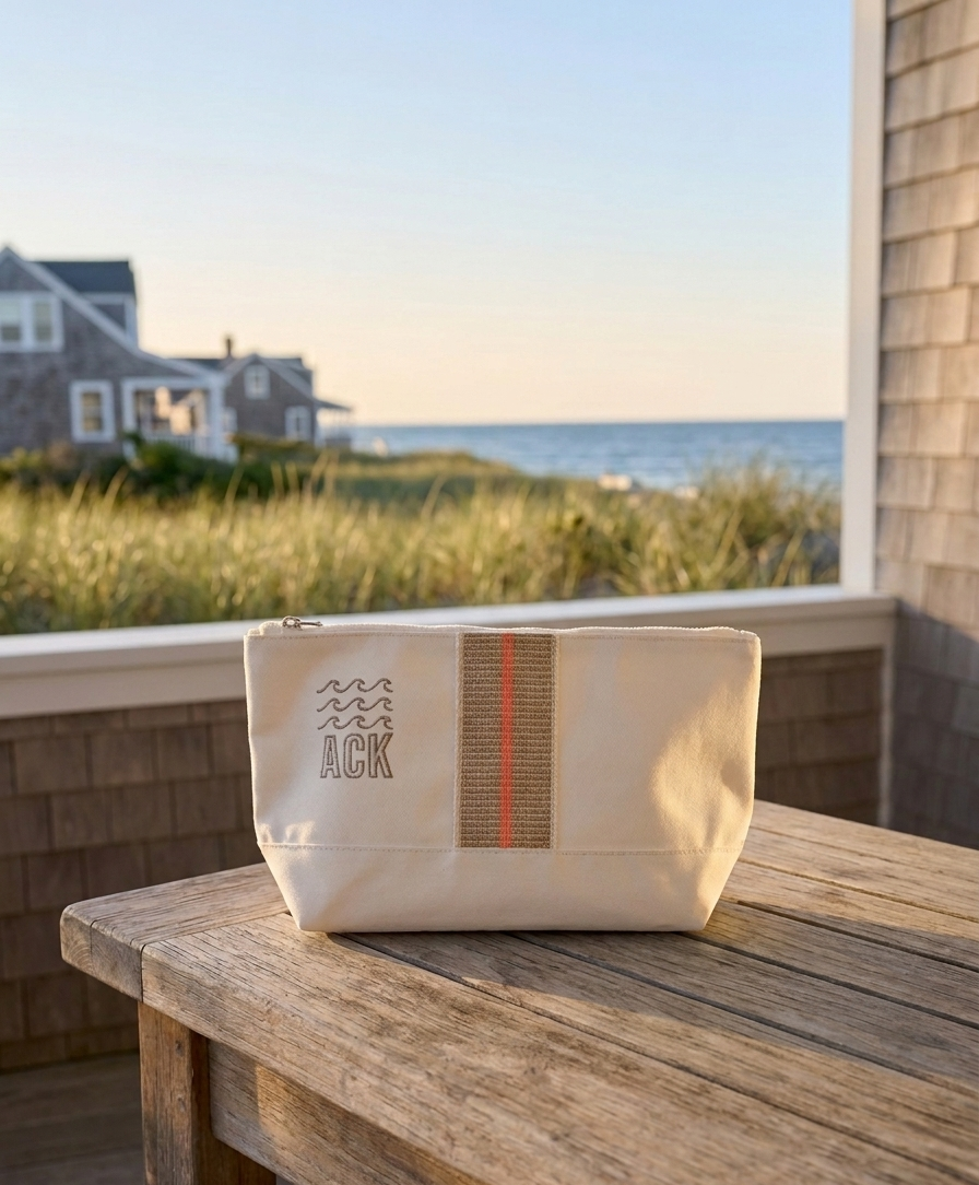 Vieve Pouch in Peach Stripe with ACK Waves