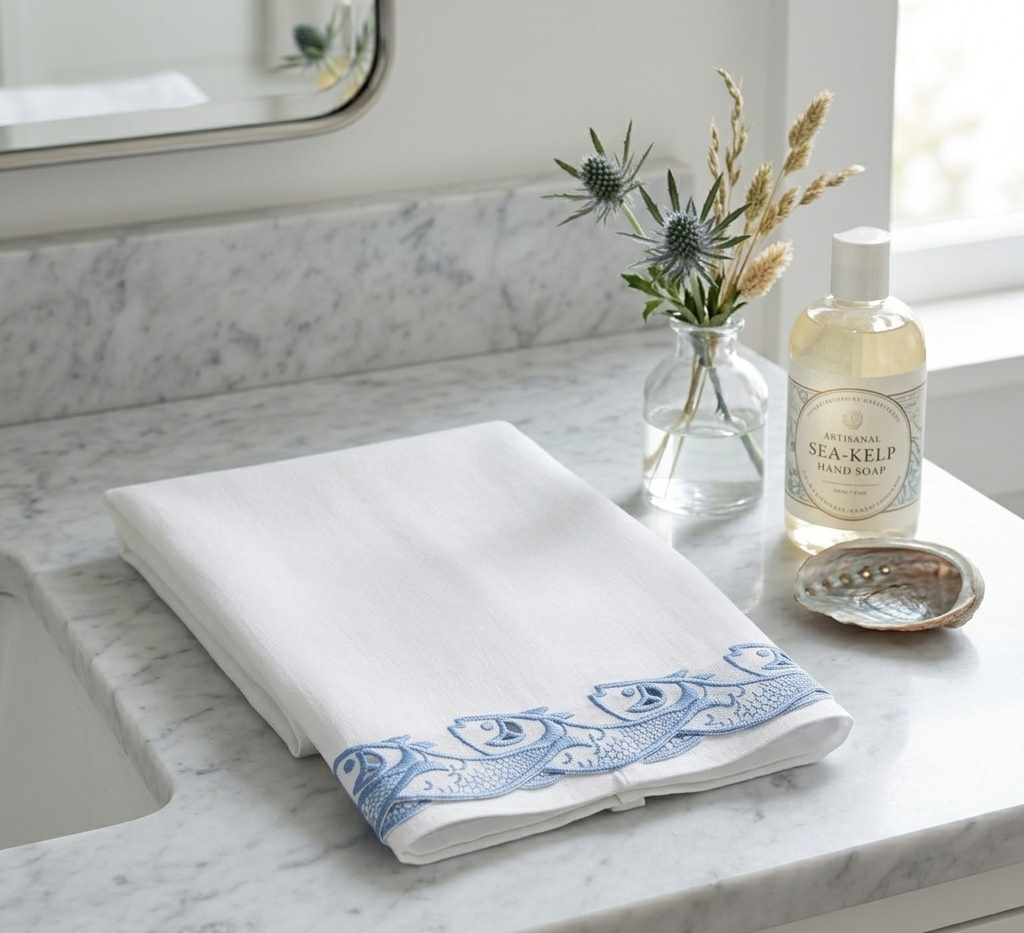 Scrollfish Tip Towel in Blue