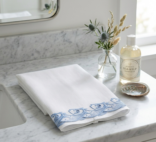 Scrollfish Tip Towel in Blue