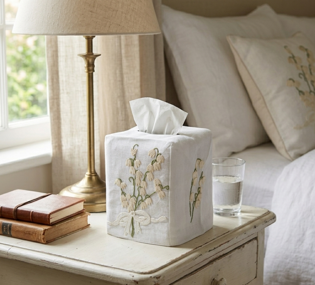 Sweet William Tissue Box Cover in Cream