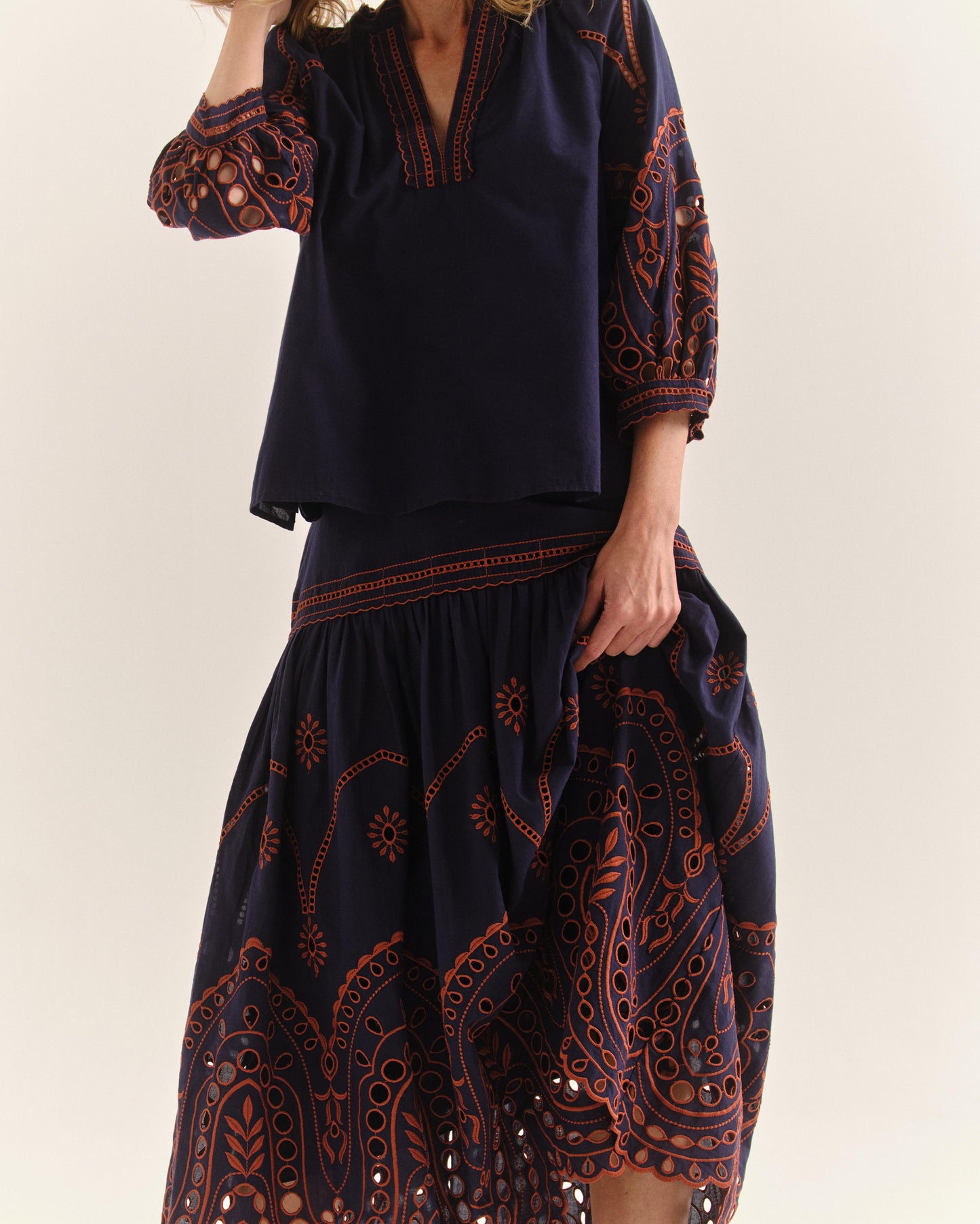 Emma Midi Skirt-Midnight Blue