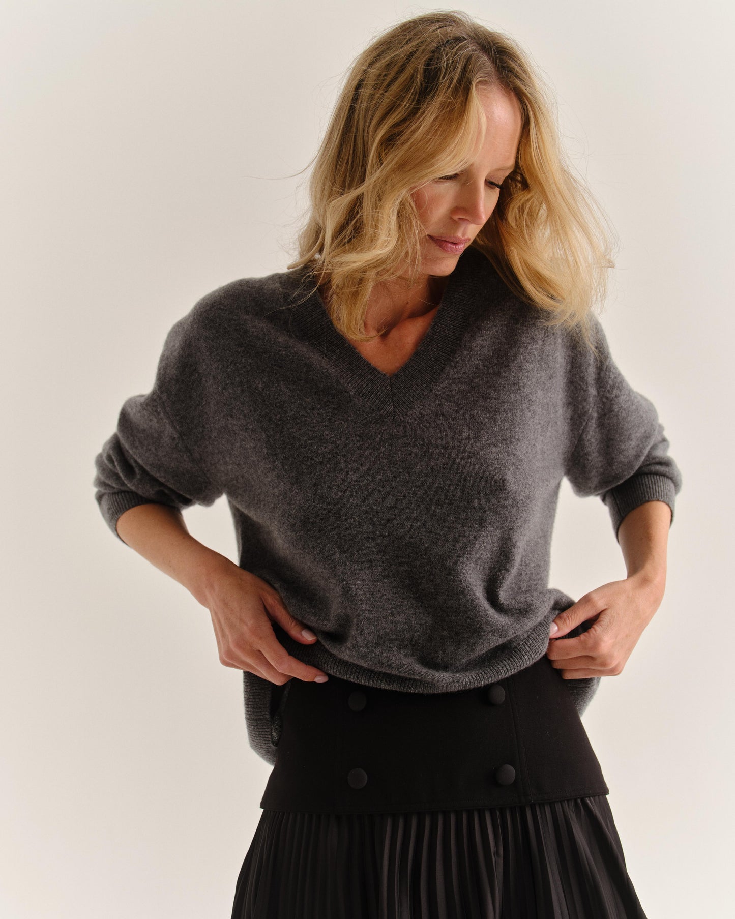 Caden V-Neck Sweater-Shadow