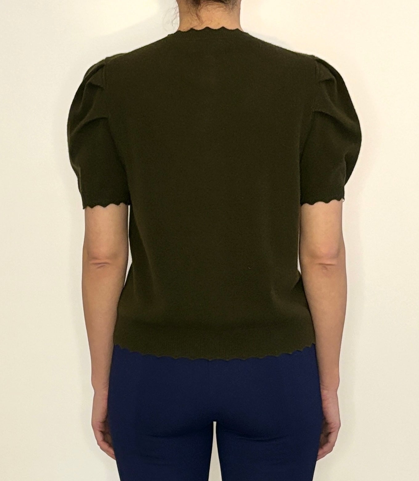 Lucy Puff Sleeve Cardigan-Olive