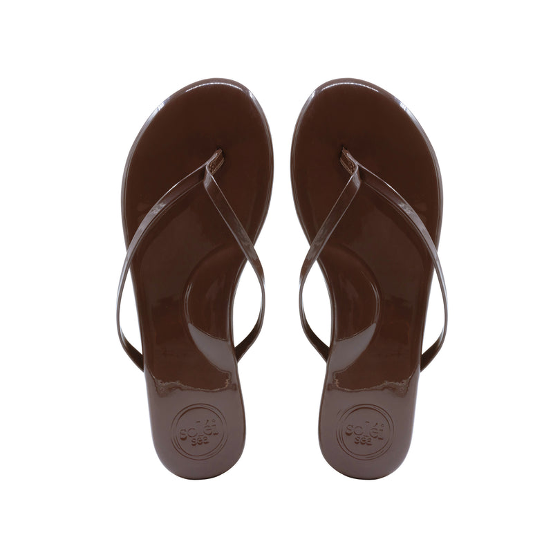 Solei Sea Thin Strap Sandal-Walnut Patent