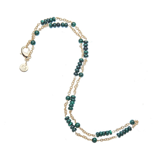 JW Jewel Box Carved Malachite Station Necklace