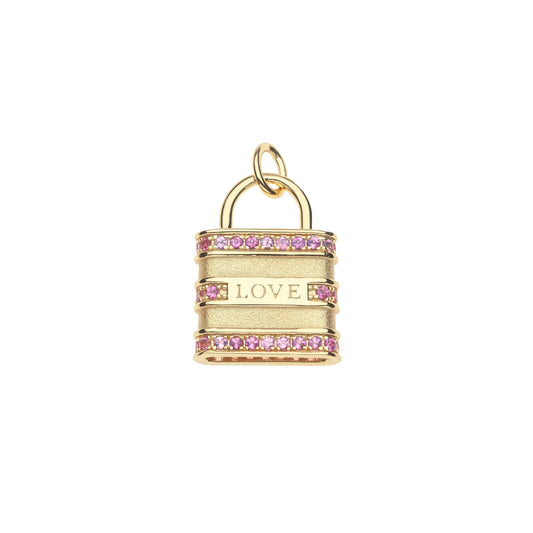 LOVE Locked Up in Love Pendant on 18" Drawn Link Chain
