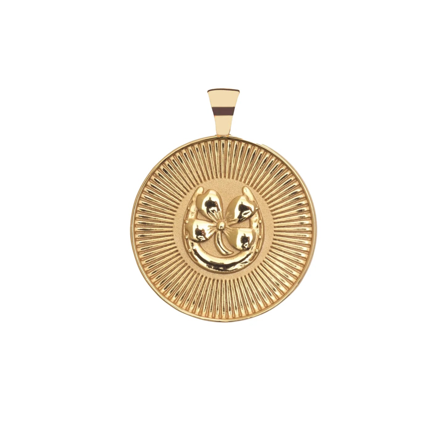 LUCKY JW Original Pendant Coin Gold on 18" Drawn Link Chain