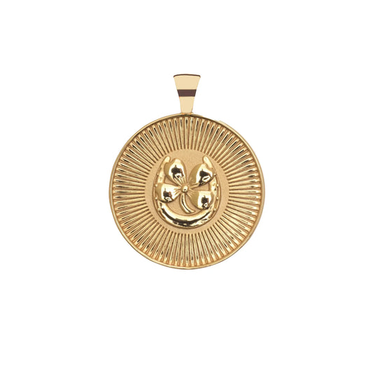 LUCKY JW Original Pendant Coin Gold on 18" Drawn Link Chain