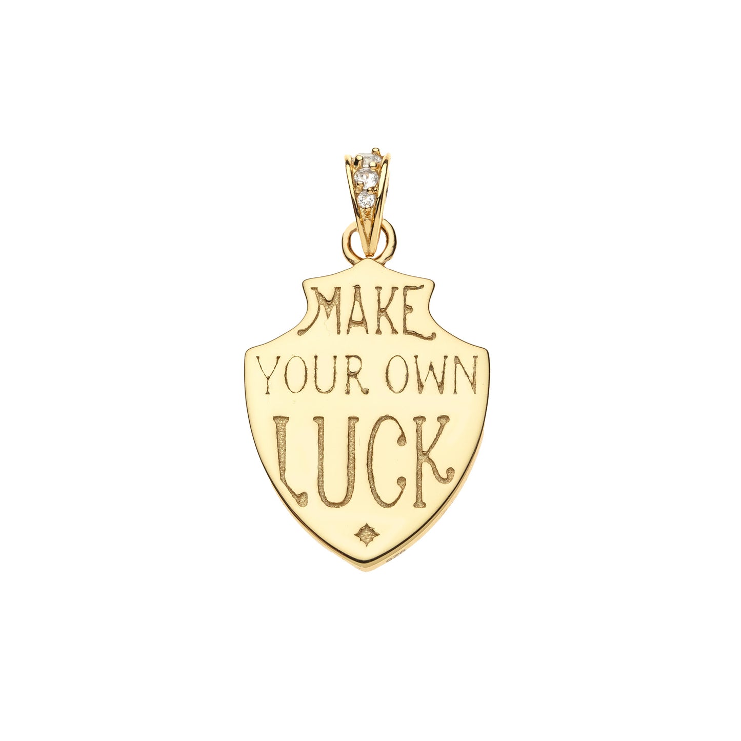 LUCKY Shield Pendant on 16-18" Classic Rolo Chain
