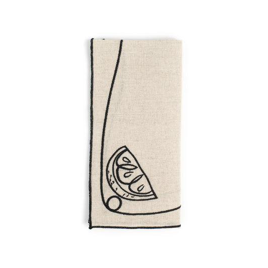 Line Drawing Embroidered Linen Napkins (Set of 4)