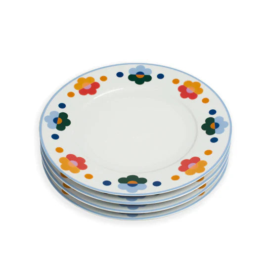 Floral Porcelain Dinner Plates (Set of 4)