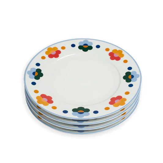 Floral Porcelain Dinner Plates (Set of 4)