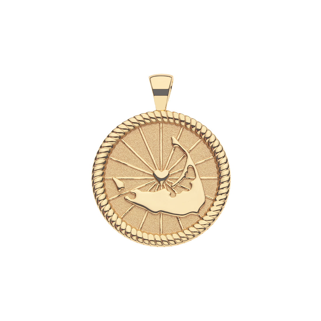 Nantucket Island JW Original Pendant Coin on 18" Drawn Link Chain