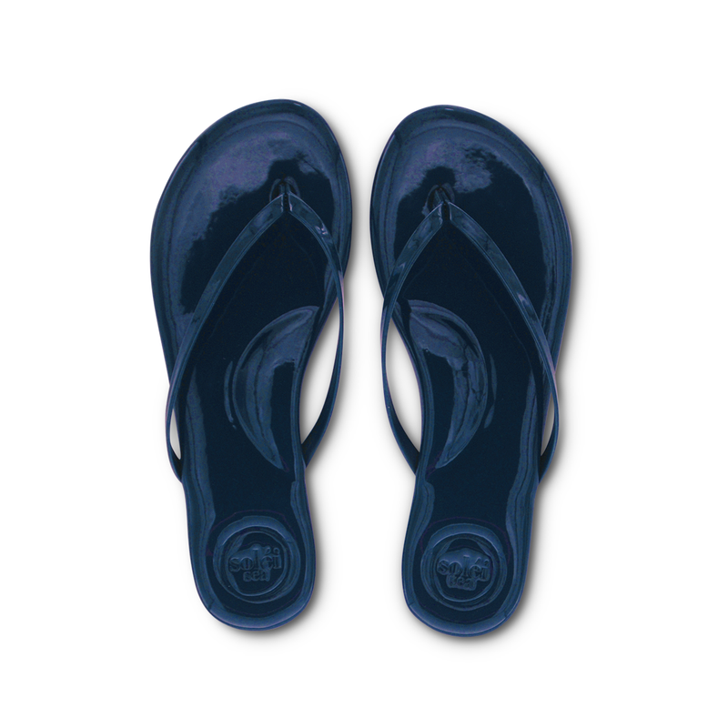 Solei Sea Thin Strap Sandal-Navy Patent