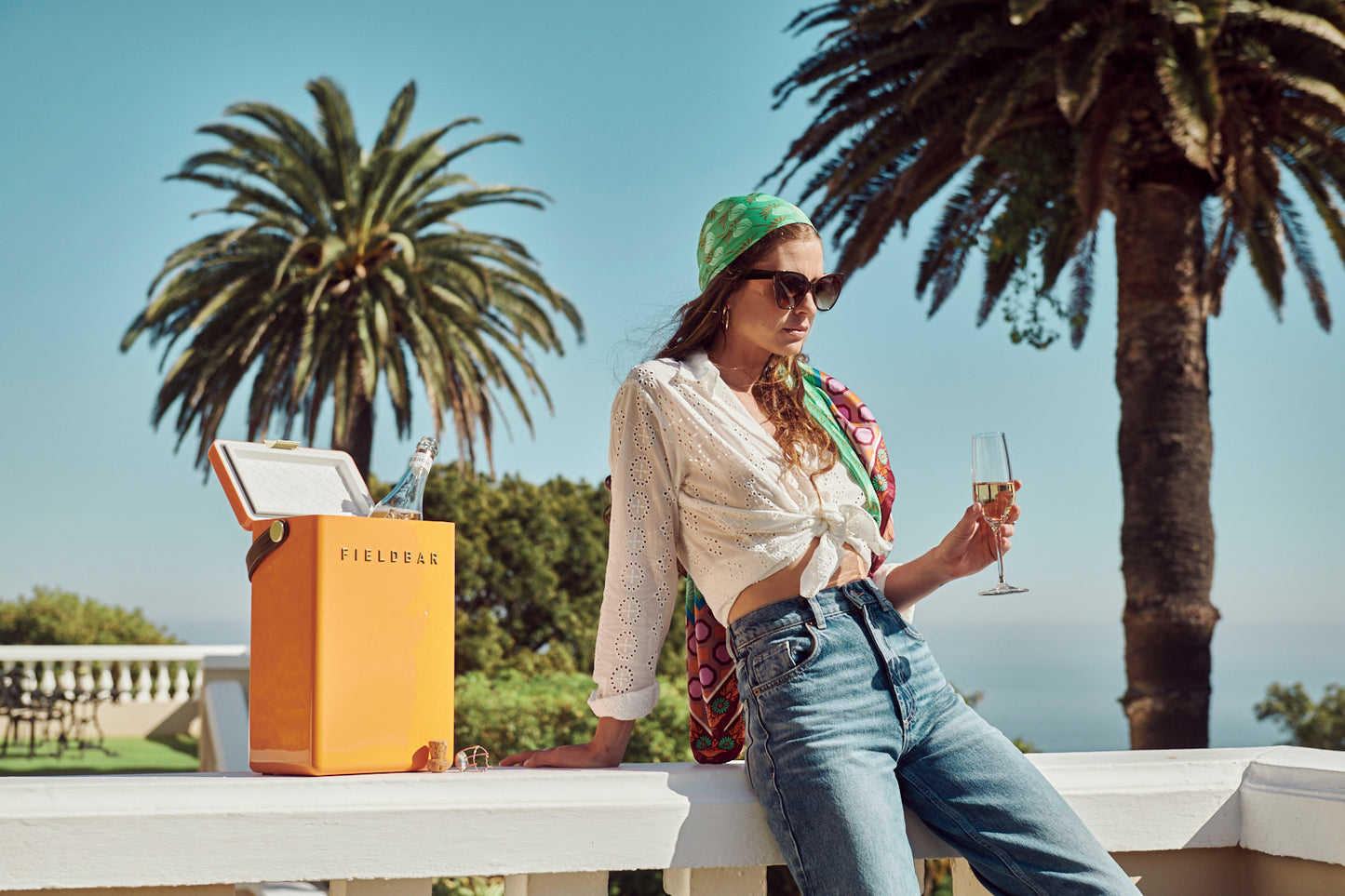 Drinks Box in Orchard Orange with Leather Sling