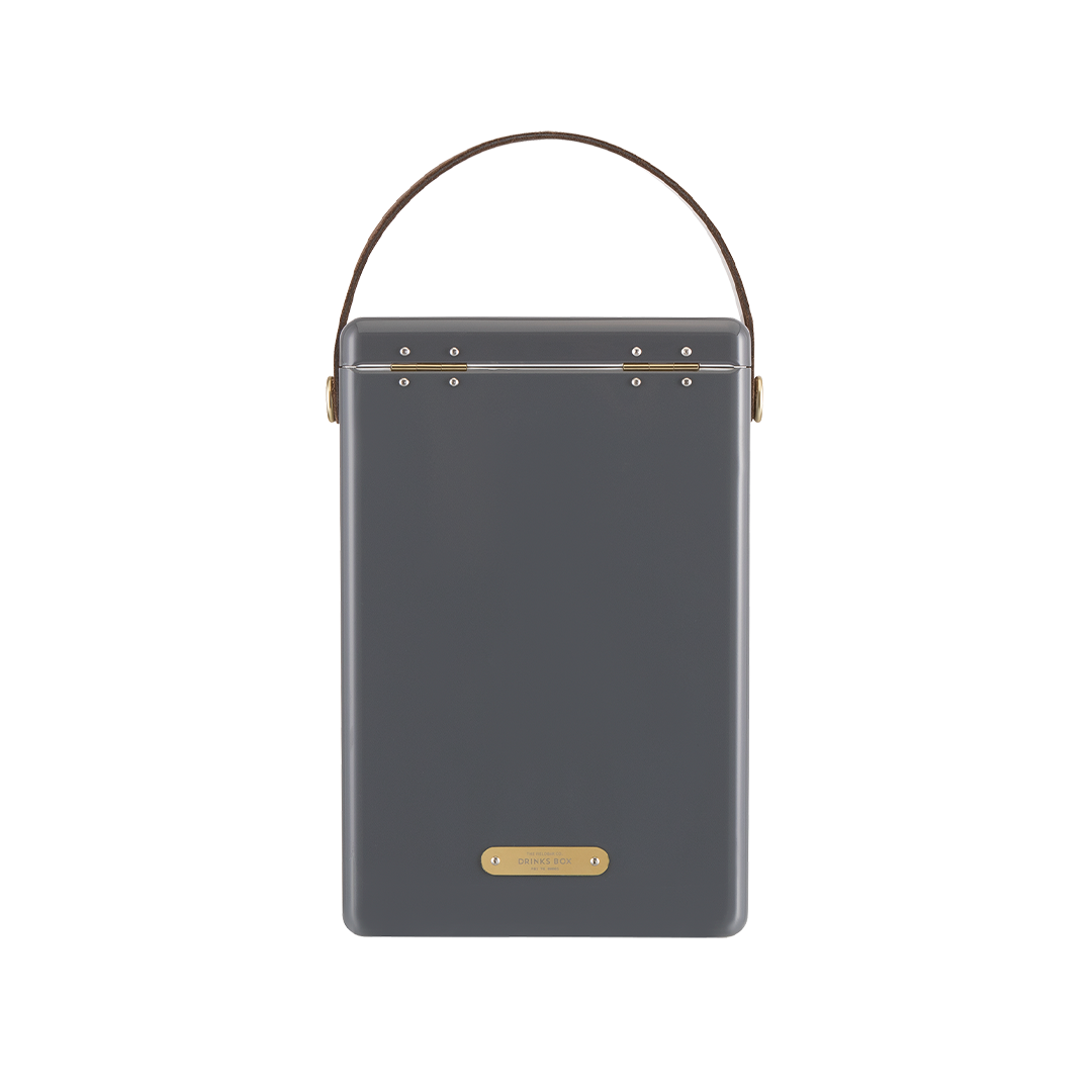 Drinks Box in Oyster Grey with Leather Sling
