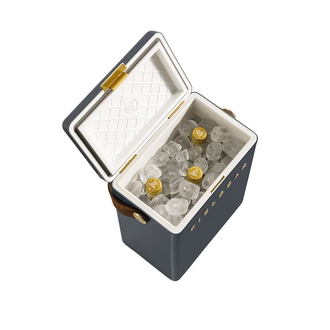 Drinks Box in Oyster Grey with Leather Sling