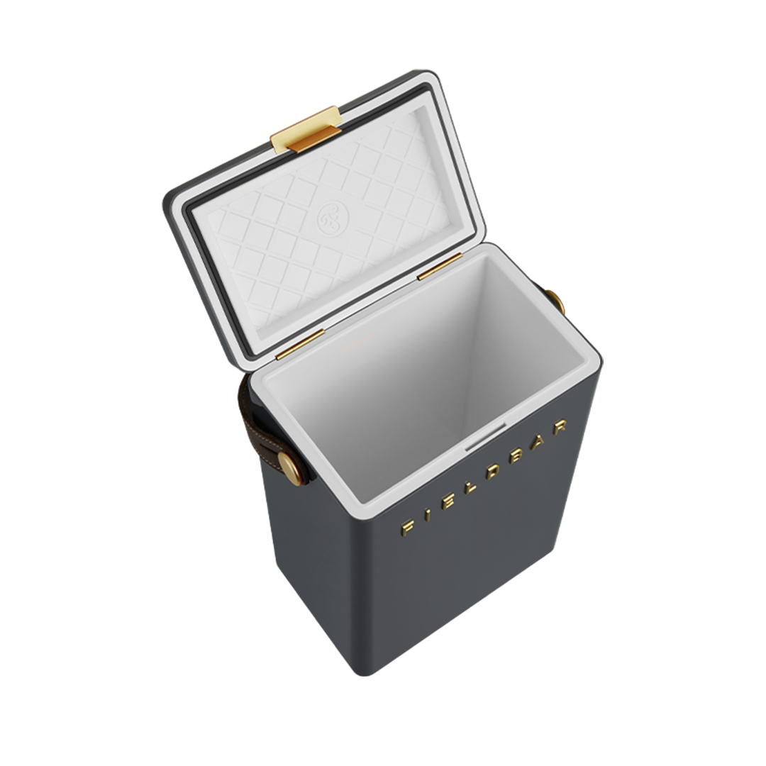 Drinks Box in Oyster Grey with Leather Sling