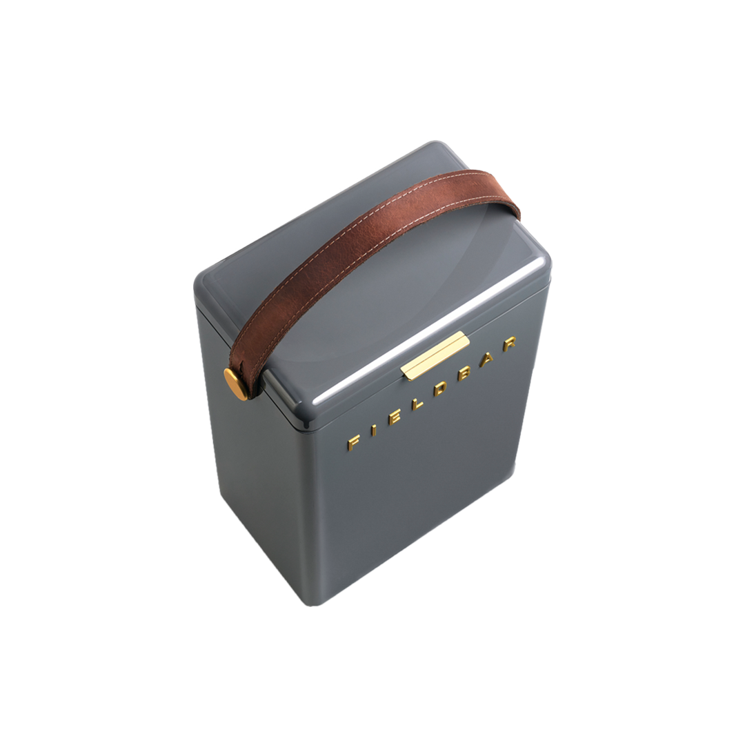 Drinks Box in Oyster Grey with Leather Sling