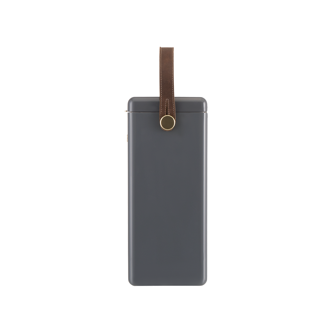 Drinks Box in Oyster Grey with Leather Sling