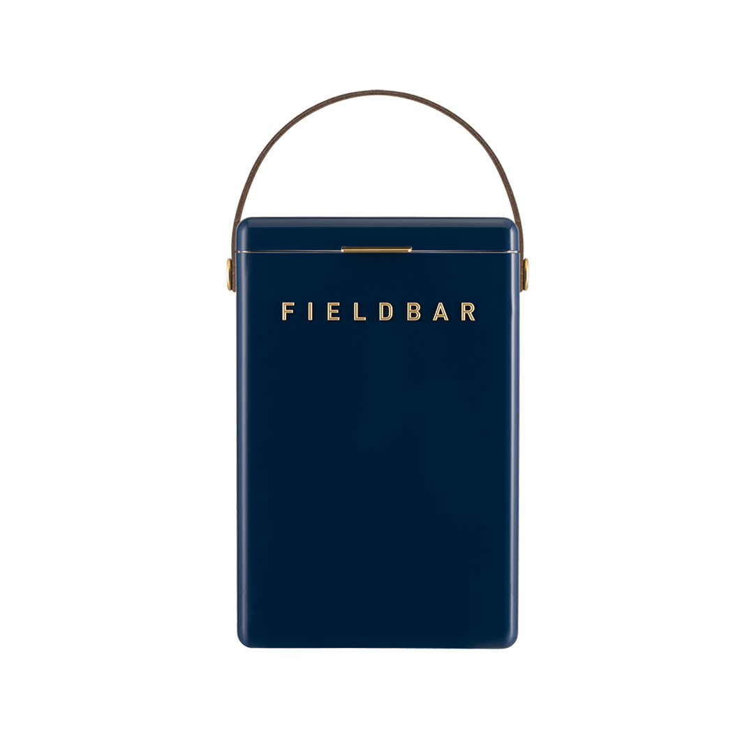 Drinks Box in Sea Boat Blue with Leather Sling