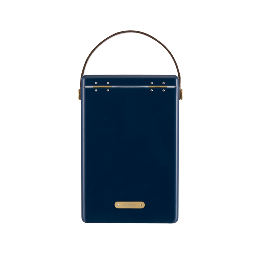 Drinks Box in Sea Boat Blue with Leather Sling
