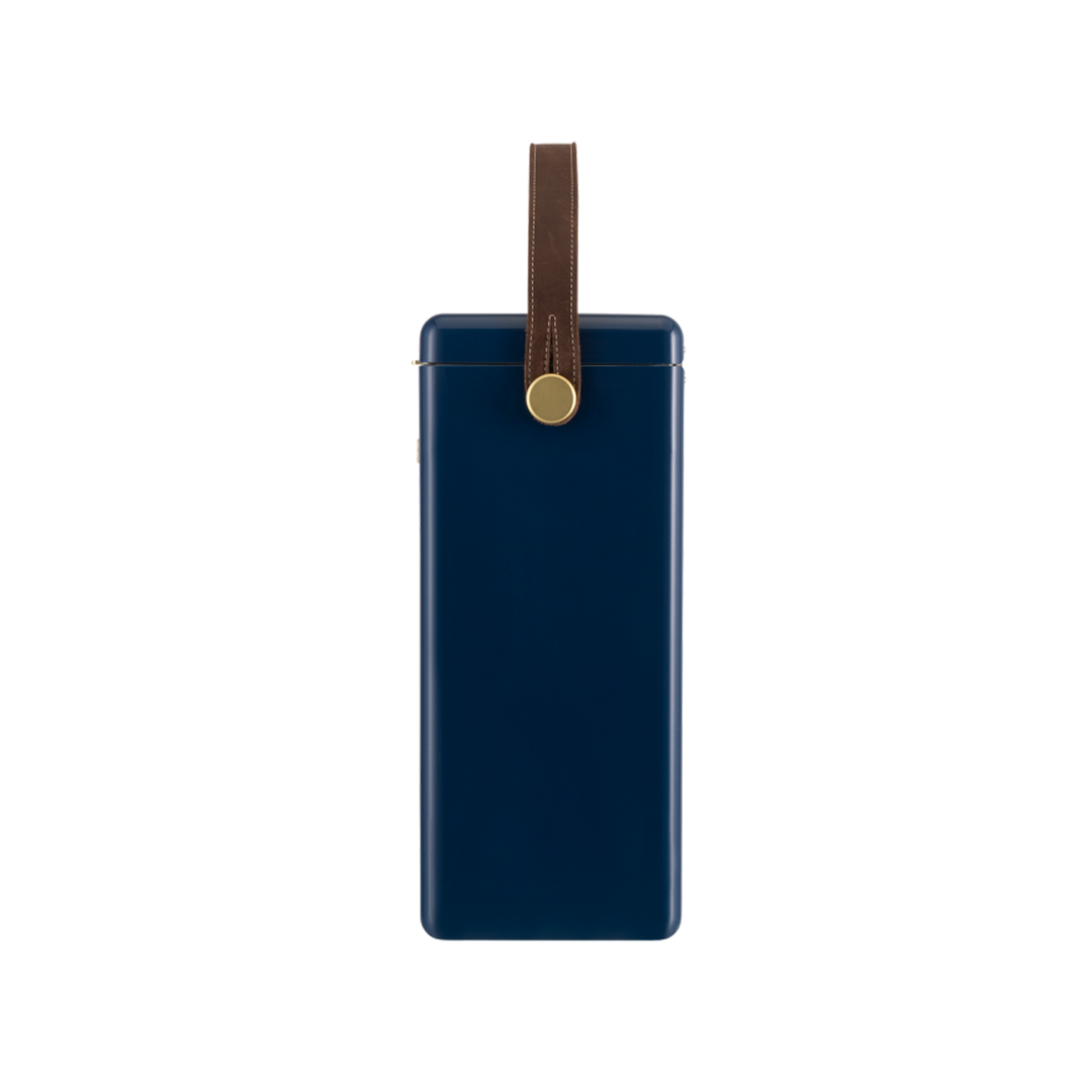 Drinks Box in Sea Boat Blue with Leather Sling