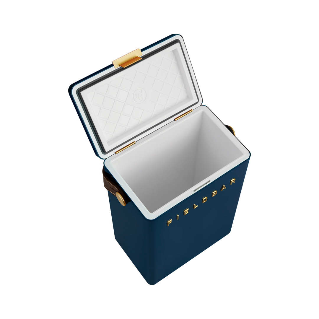 Drinks Box in Sea Boat Blue with Leather Sling