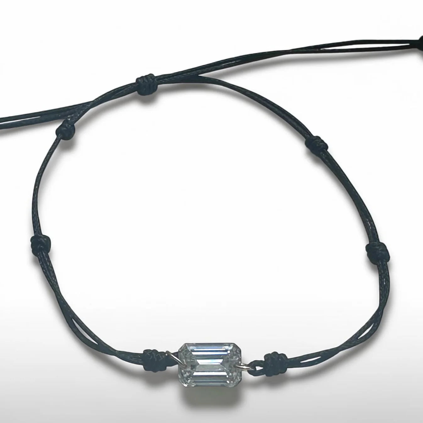 Emerald Cut Diamond on String Bracelet